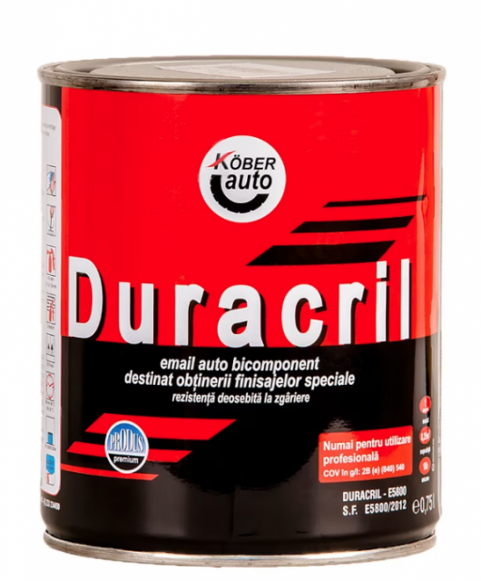 Vopsea Duracril Rosu imperial 266, rosu lucios, 0.75L, Kober