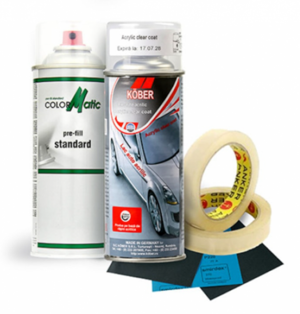 Kit Complet de Retus Spray Vopsea Volkswagen cod culoare LB5N, Indigo Blau Pearl, Autocolor, 400 ml